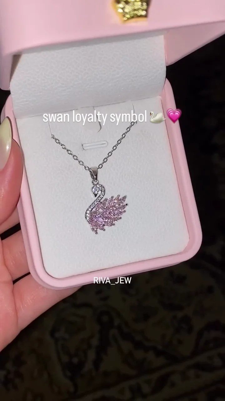Enchanted Swan Love Crystal Pendant Necklace