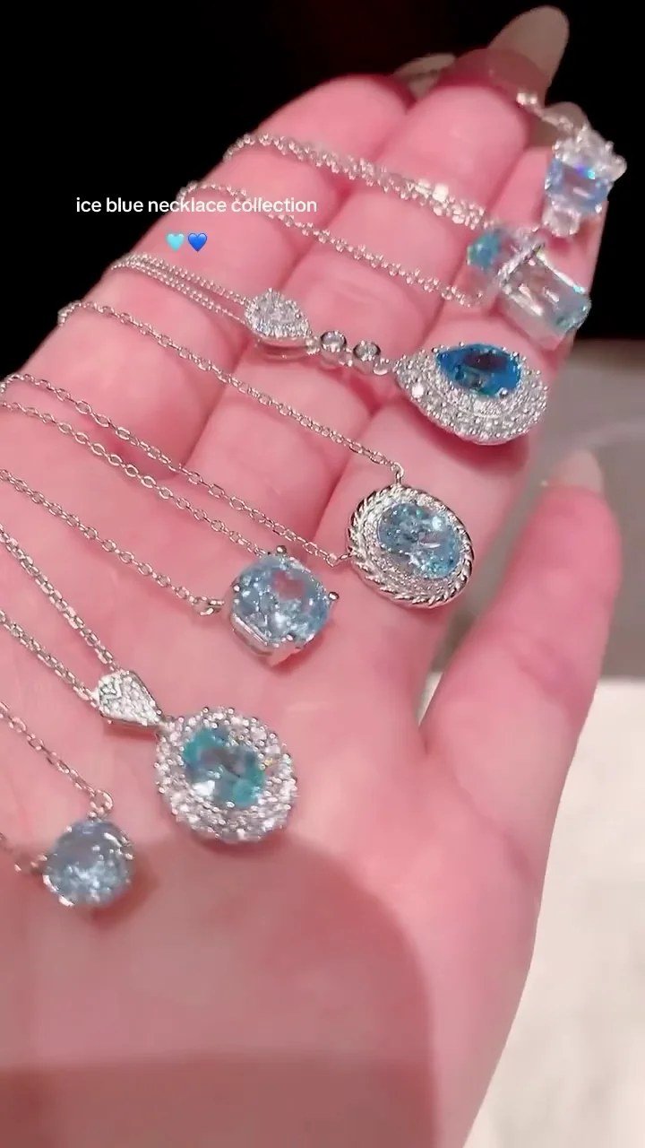 Enchanted Ice Blue Crystal Pendant Necklace
